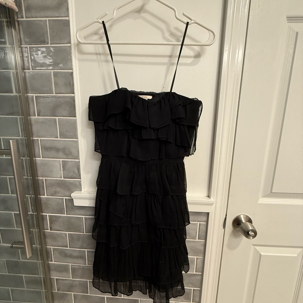 J.Crew Strapless Black Ruffle Cocktail Dress - Size 4